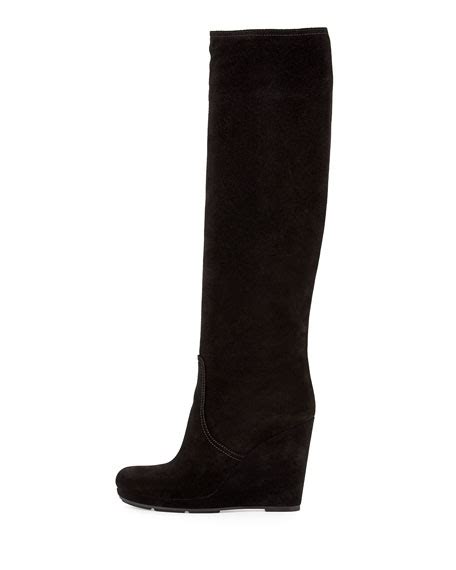 prada suede wedge over the knee boots|prada snakeskin boots.